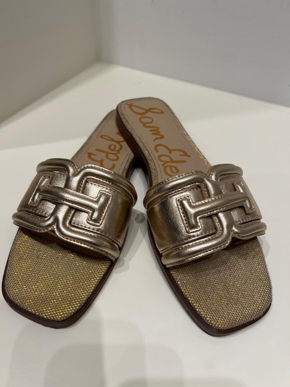 Sam Edelman Metallic Gold Slide Mules